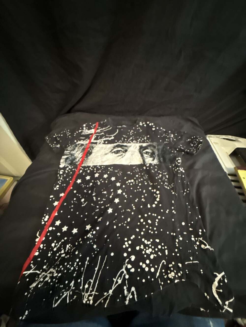 Evolution In Design Black T-Shirt with Star and Face Print